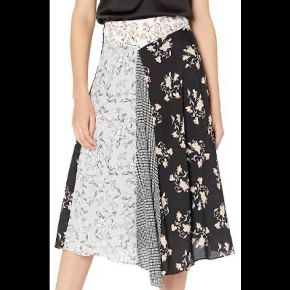 Calvin Klein asymmetrical multi patterned midi